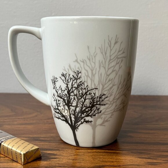 Corelle Coordinates Timber Shadows Coffee Mug Black Grey Trees 12 oz - Picture 2 of 8